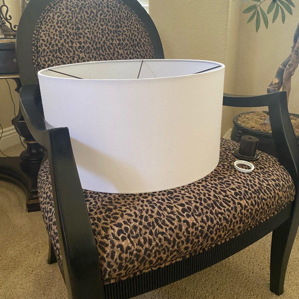 New White Hard Back Drum Shade/ Linen 18” X 9 7/8”